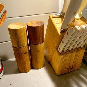 Bouclair wood salt and pepper set.